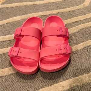 Pink Dual-Buckle Slide Sandals - Women